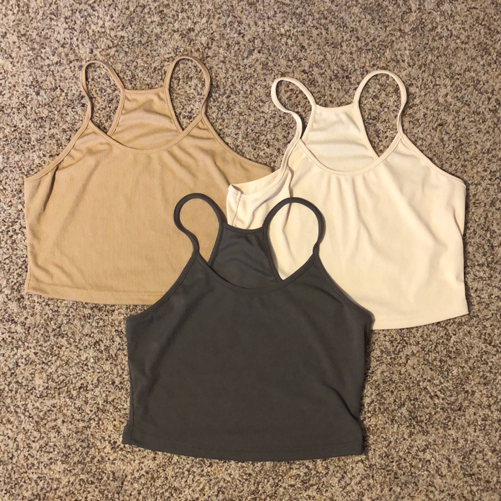 Used women’s camisole crop tank tops Sz large set of 6 multi color - Picture 3 of 9
